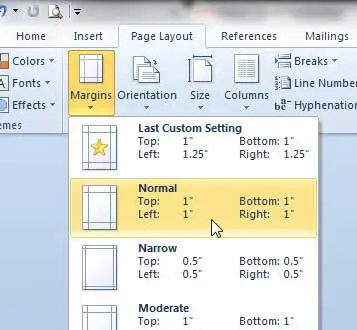 set up 1 inch margins in word 2010