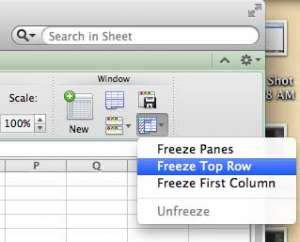 how to freeze the top row in excel 2011