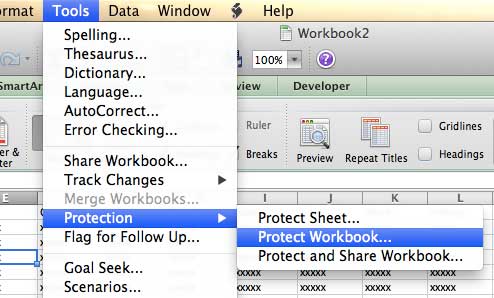 click protection, then click protect workbook