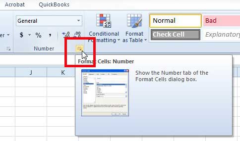 click the format cells numbers button