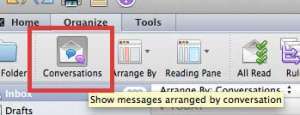 how to stop grouping messages by conversation in outlook 2011