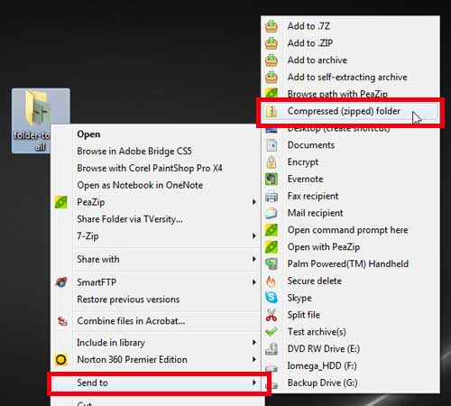 compress the folder to a zip file