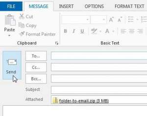 how to send a folder in outlook 2013