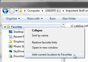how to add a favorite location in windows 7