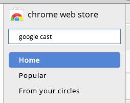 search for the google cast extension