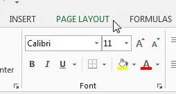 click the page layout tab