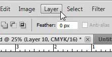 click the Layer option at the top of the window