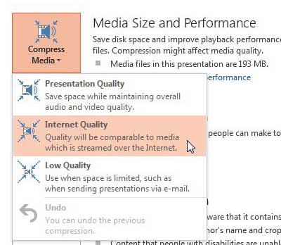 click compress media, then choose your preferred level of compression