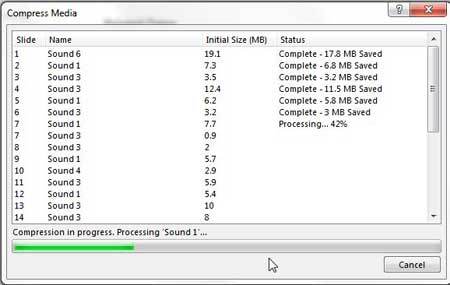 how to compress media in powerpoint 2013
