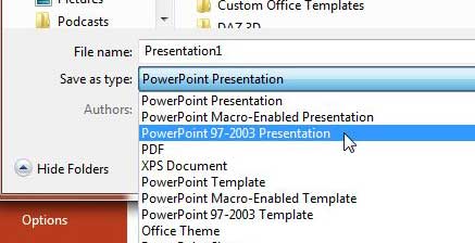 save as powerpoint 2003