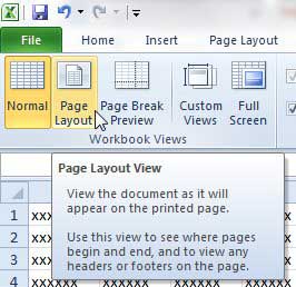 click the page layout option in the ribbon