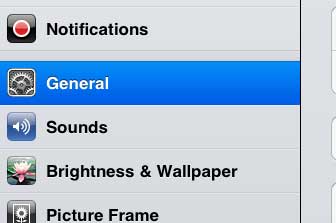 open the general menu on the ipad 2