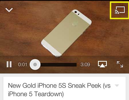 touch the chromecast icon at the top-right corner of the screen