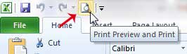 add a print preview button to the toolbar in excel 2010