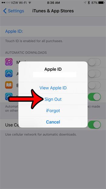 how to sing out of your Apple ID on an iPhone 7
