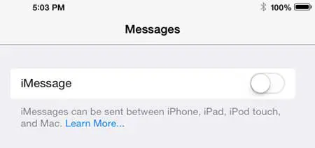 stop receiving text messages on the ipad 2 in ios 7
