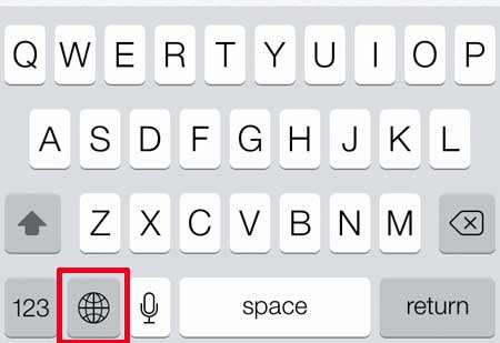 touch the globe icon to the left of the space bar