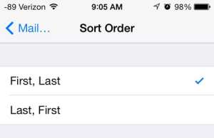 how to change the sort order in ios 7 on the iphone 5