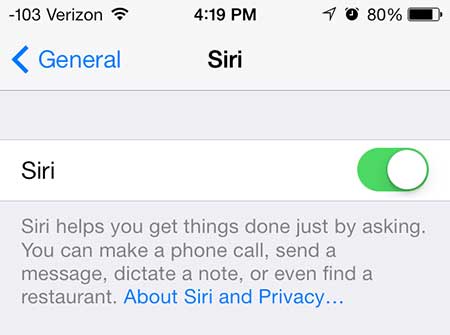 move the slider to the right of siri