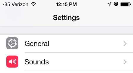 open the general menu on the iphone 5