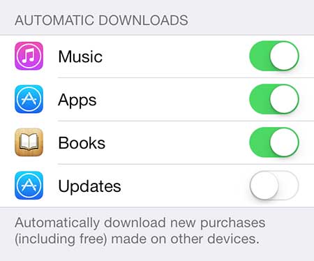 how to turn off automatic updates in ios 7 on the iphone 5