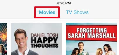 touch the movies tab