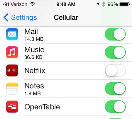 turn off data for one app