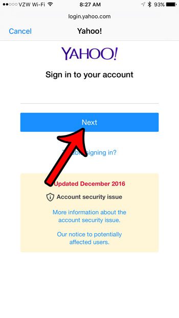 enter your email address, then tap next