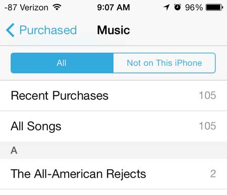 select the all songs option or the artist of the song you want to download