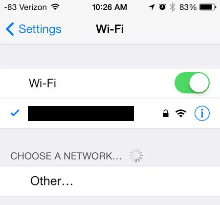confirm that you're connected to the wi-fi network