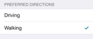 how to switch to walking directions in maps on the iphone