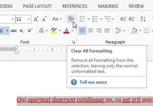 how to clear formatting in word 2013