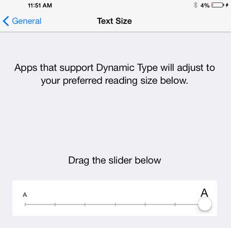 how to make text bigger on the ipad