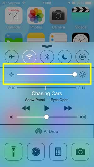 how to increase the screen brightness on the iphone