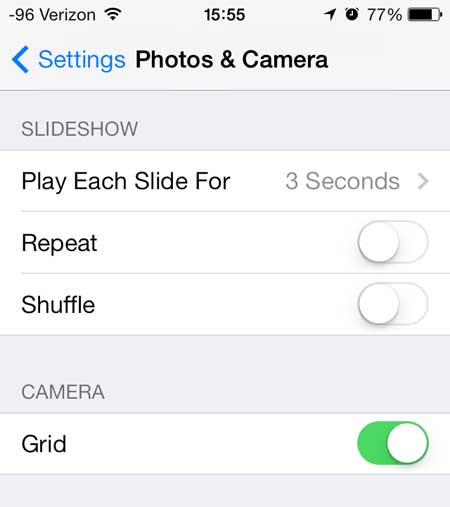 turn on the camera grid option