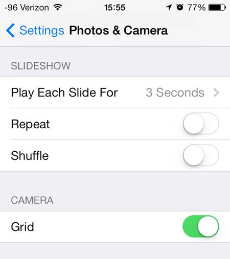 turn on the camera grid option