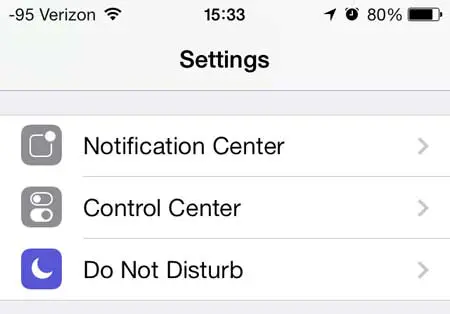 select the notification center