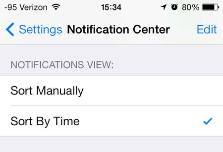 how to sort notifications by time on the iphone 5