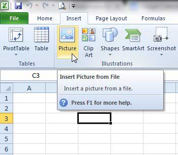 how to insert a picture into a cell in Excel 2010