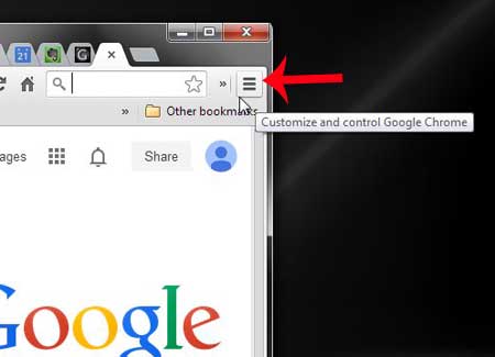 click the chrome menu button