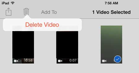 how to delete recorded video on the ipad in ios 7