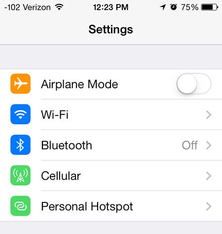 select the personal hotspot option