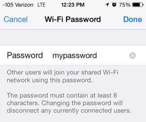 how to change the personal hotspot password on the iphone