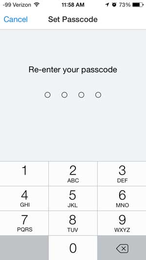 re-enter the password you just created