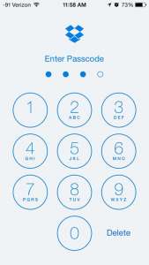 how to add a passcode to the dropbox app on the iphone