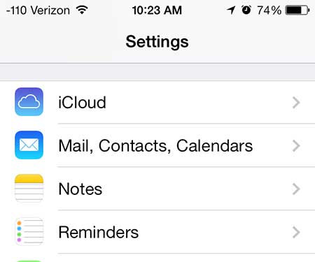 how to find the icloud settings on the iphone