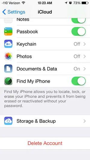 select the storage and backup option