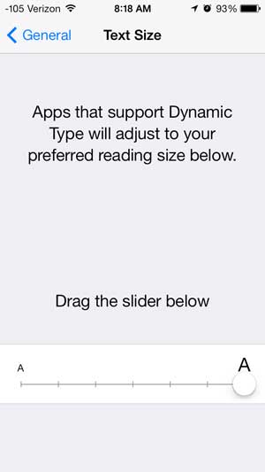 how to make text messages bigger on the iphone