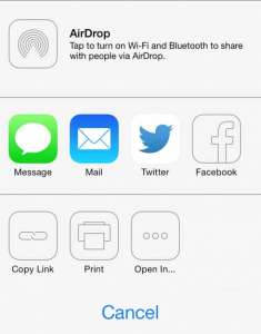 how to share a link to a dropbox file on the iphone