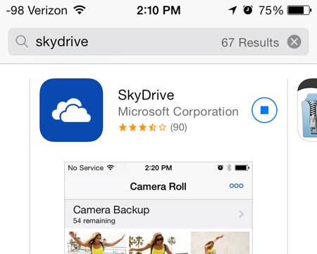 install the skydrive app